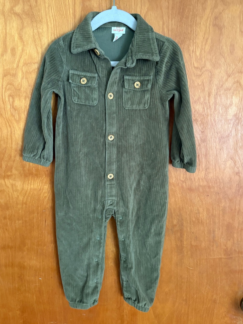 Carter's Olive Green Corduroy One-Piece Collared Jumper, Baby, 18 month